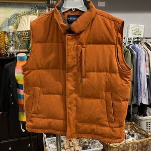 Consensus Outerwear Coat Vest Adult Size L Down FEATHER Filled  Full Zip Suede